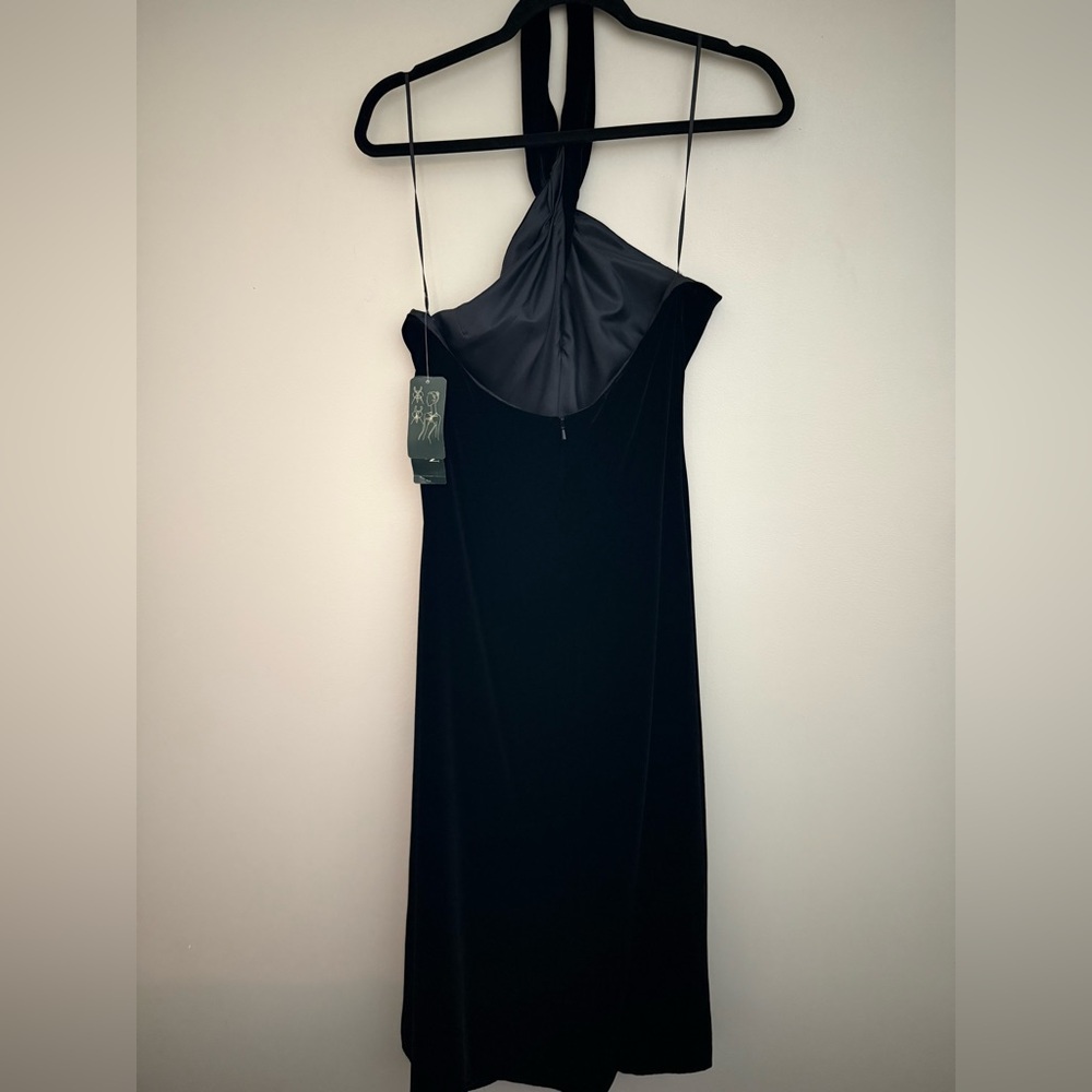 NWT Ralph Lauren Velvet Black Halther Midi Dress - Picture 8 of 9